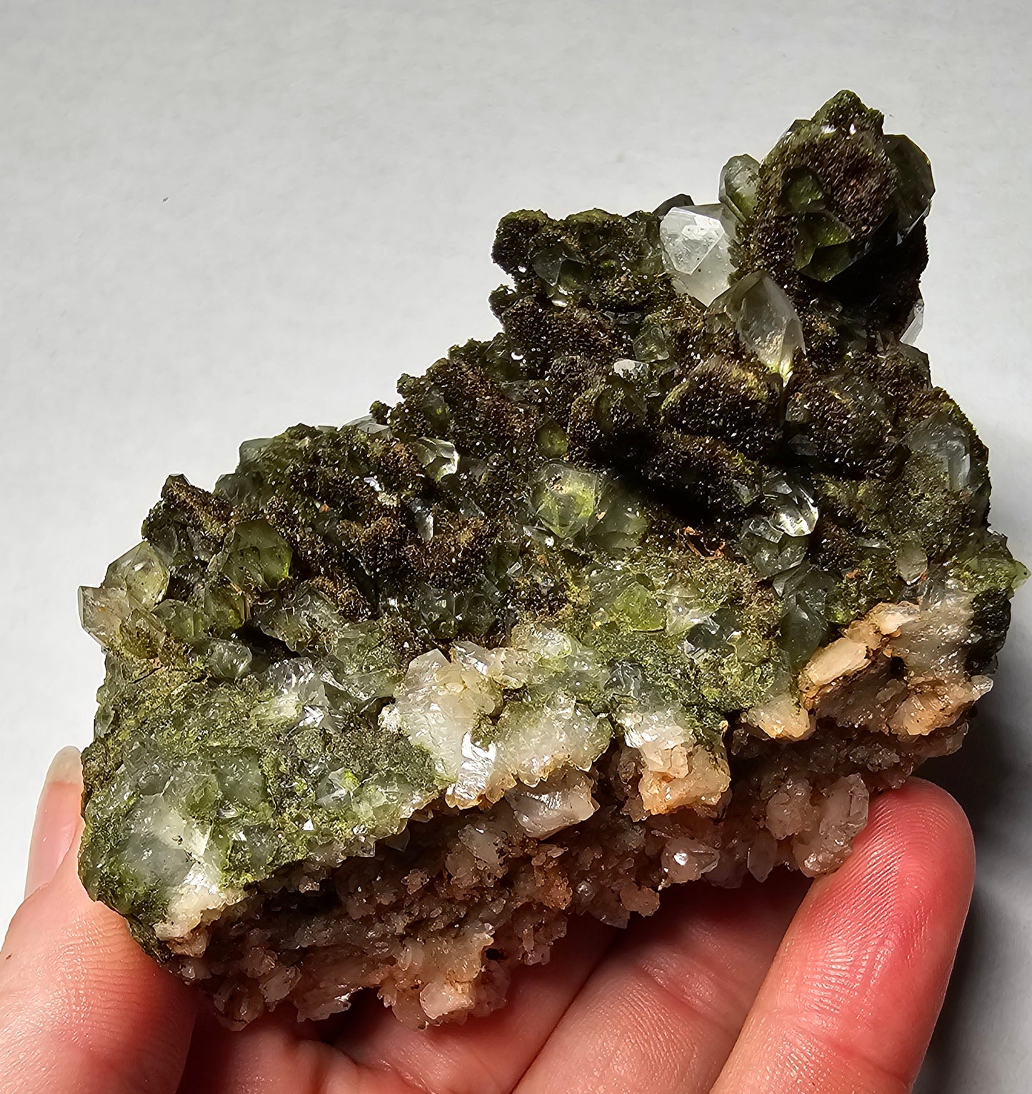 Double sided Druzy Forest Epidote with Quartz (Turkey) E5