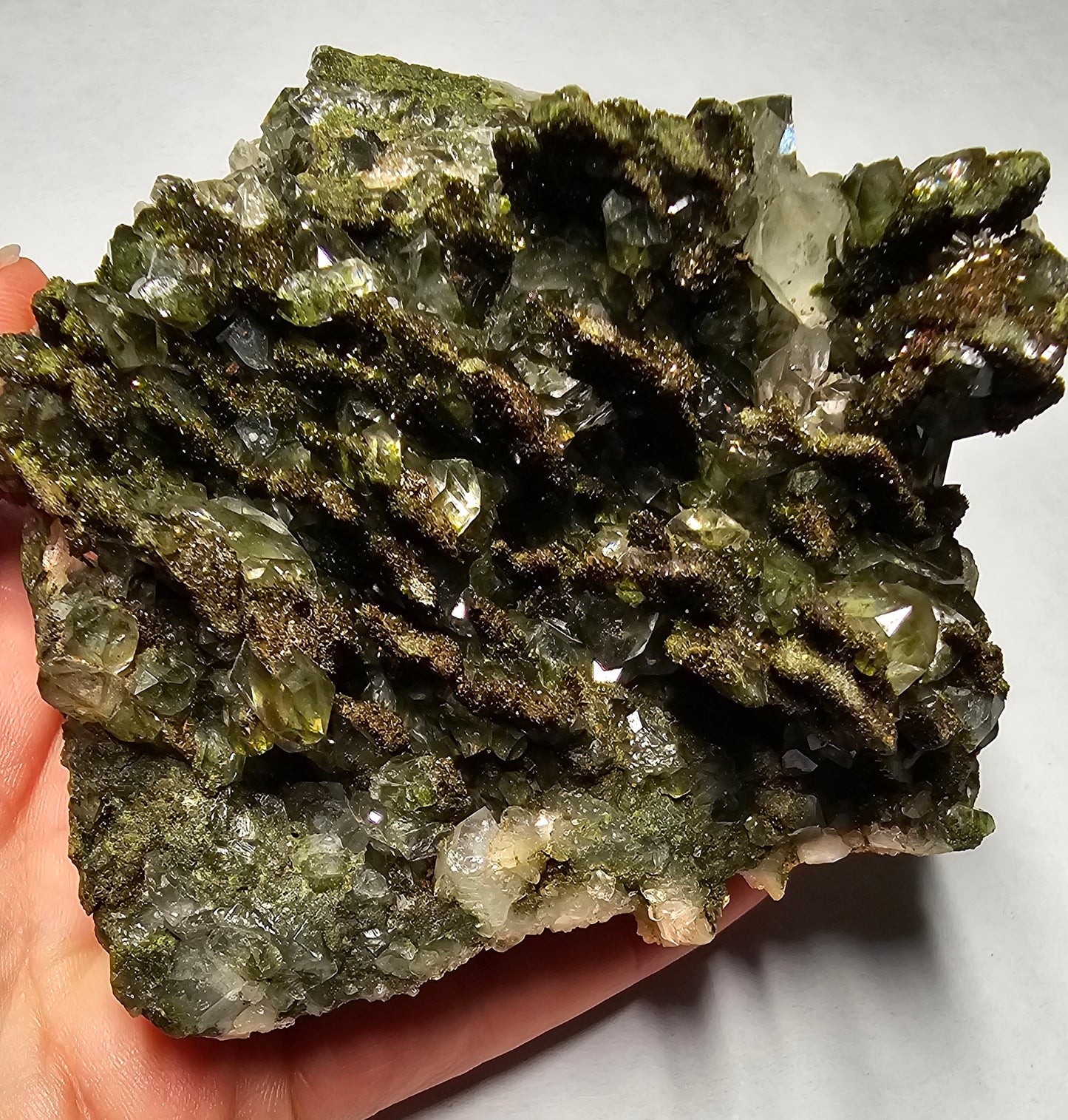 Double sided Druzy Forest Epidote with Quartz (Turkey) E5