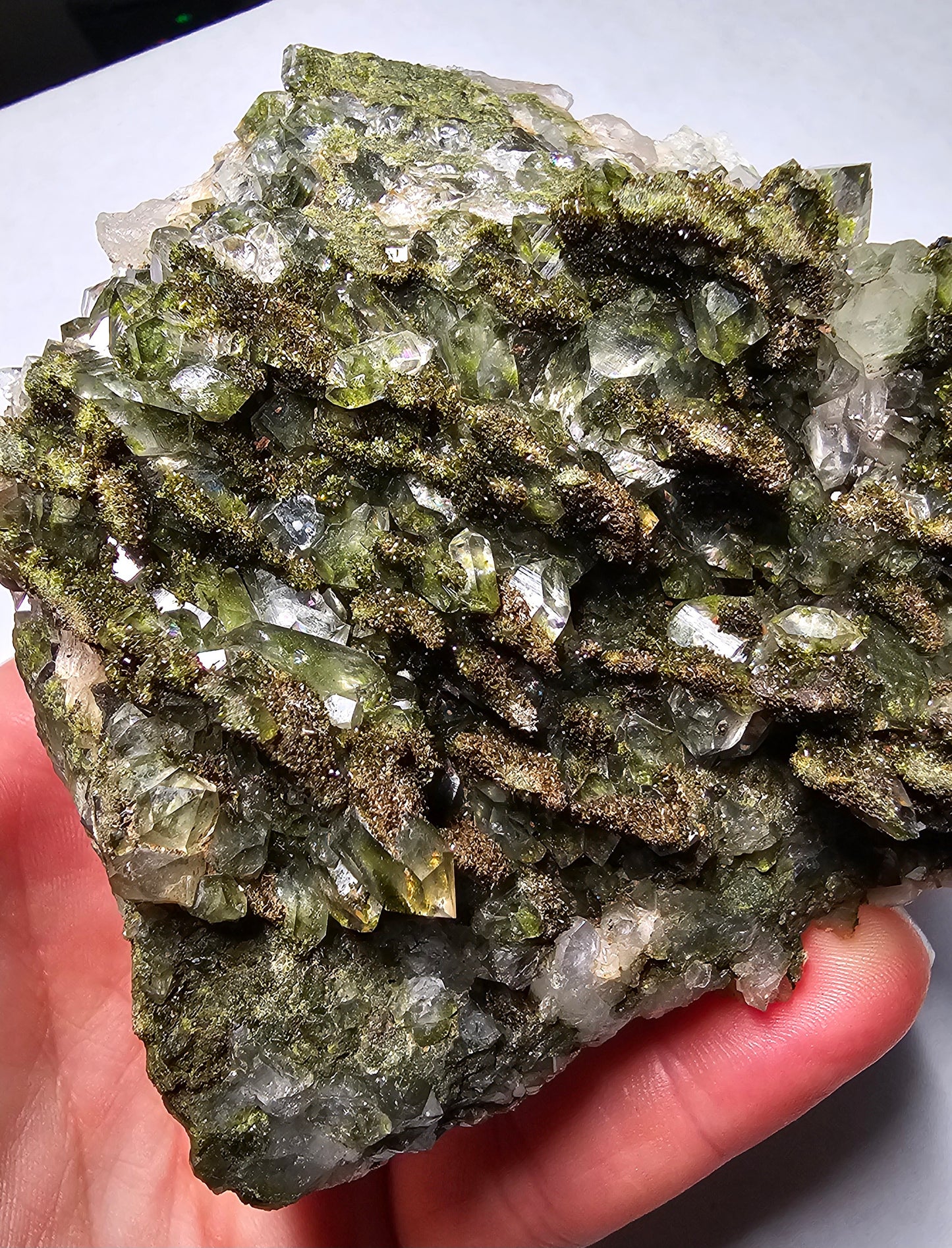 Double sided Druzy Forest Epidote with Quartz (Turkey) E5