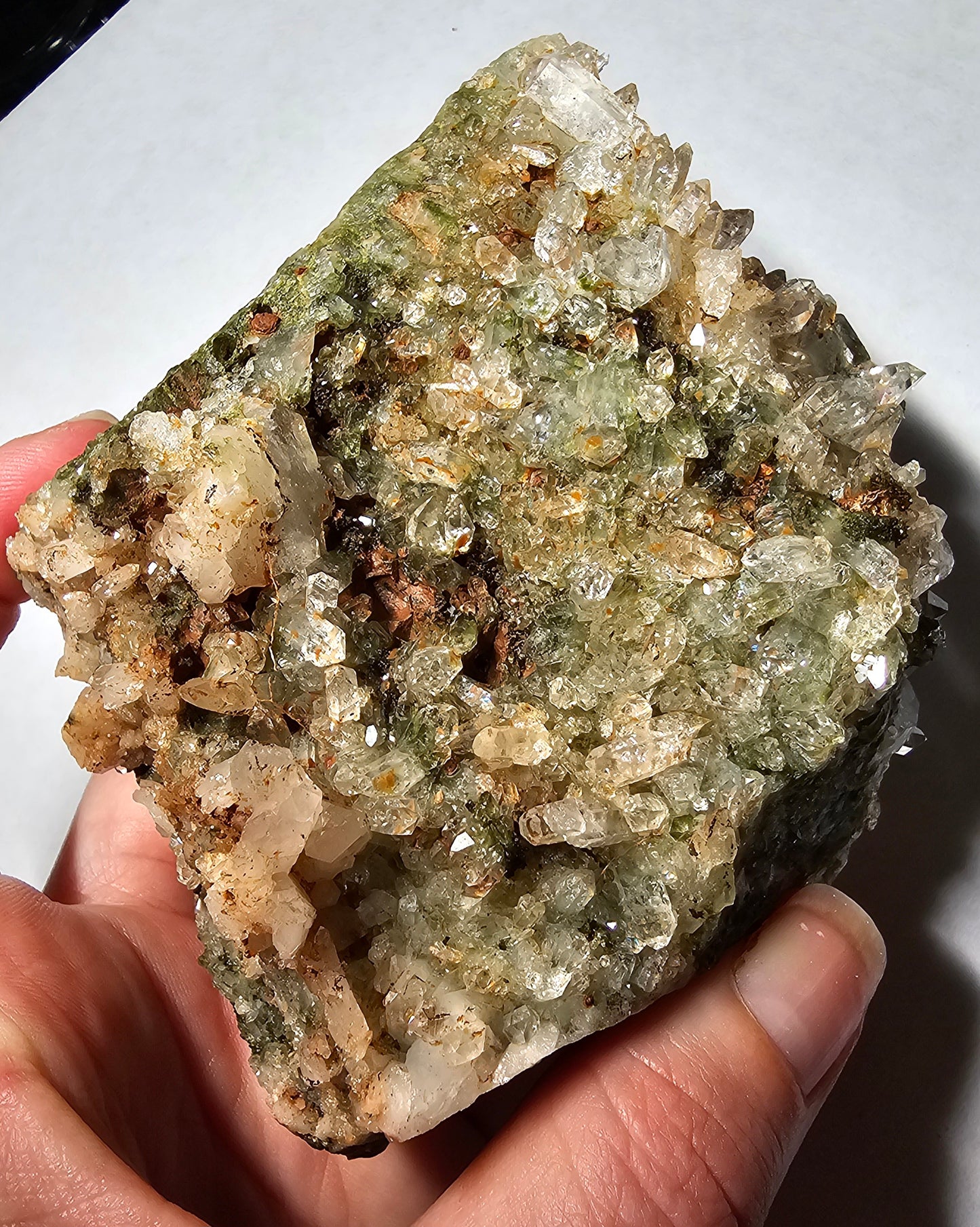 Double sided Druzy Forest Epidote with Quartz (Turkey) E5