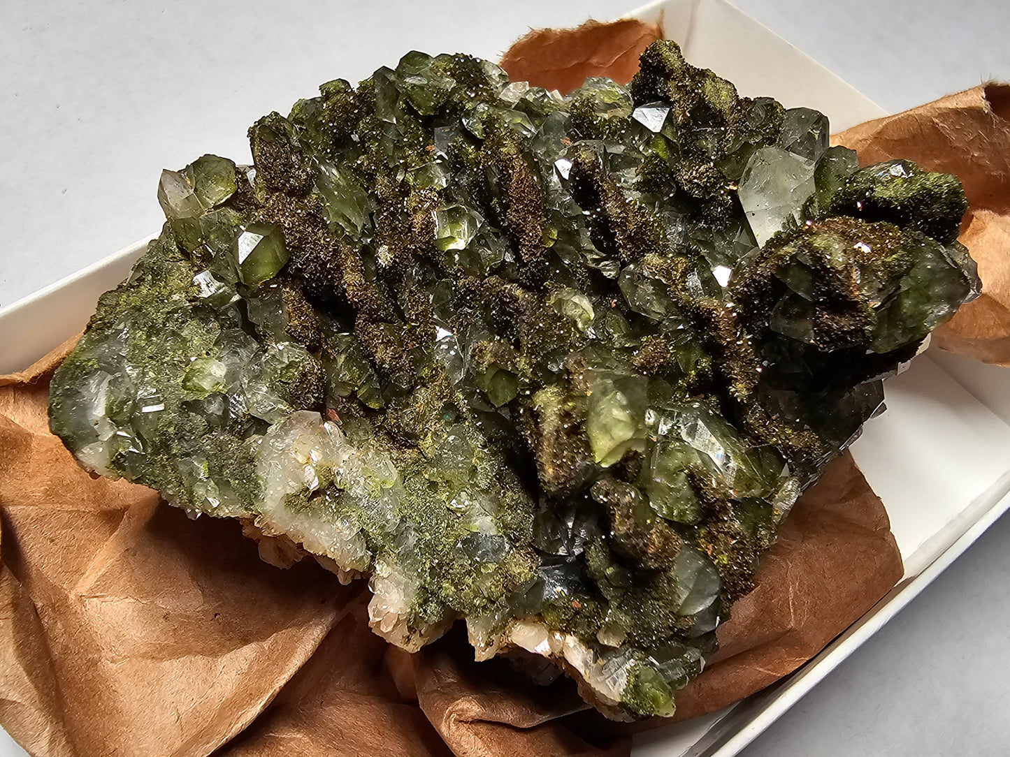Double sided Druzy Forest Epidote with Quartz (Turkey) E5