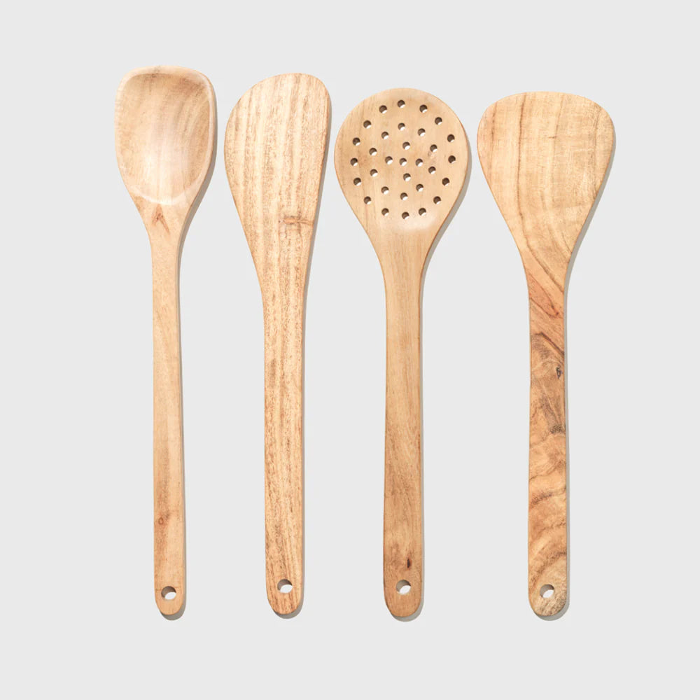 Four Piece Wooden Cooking Utensils