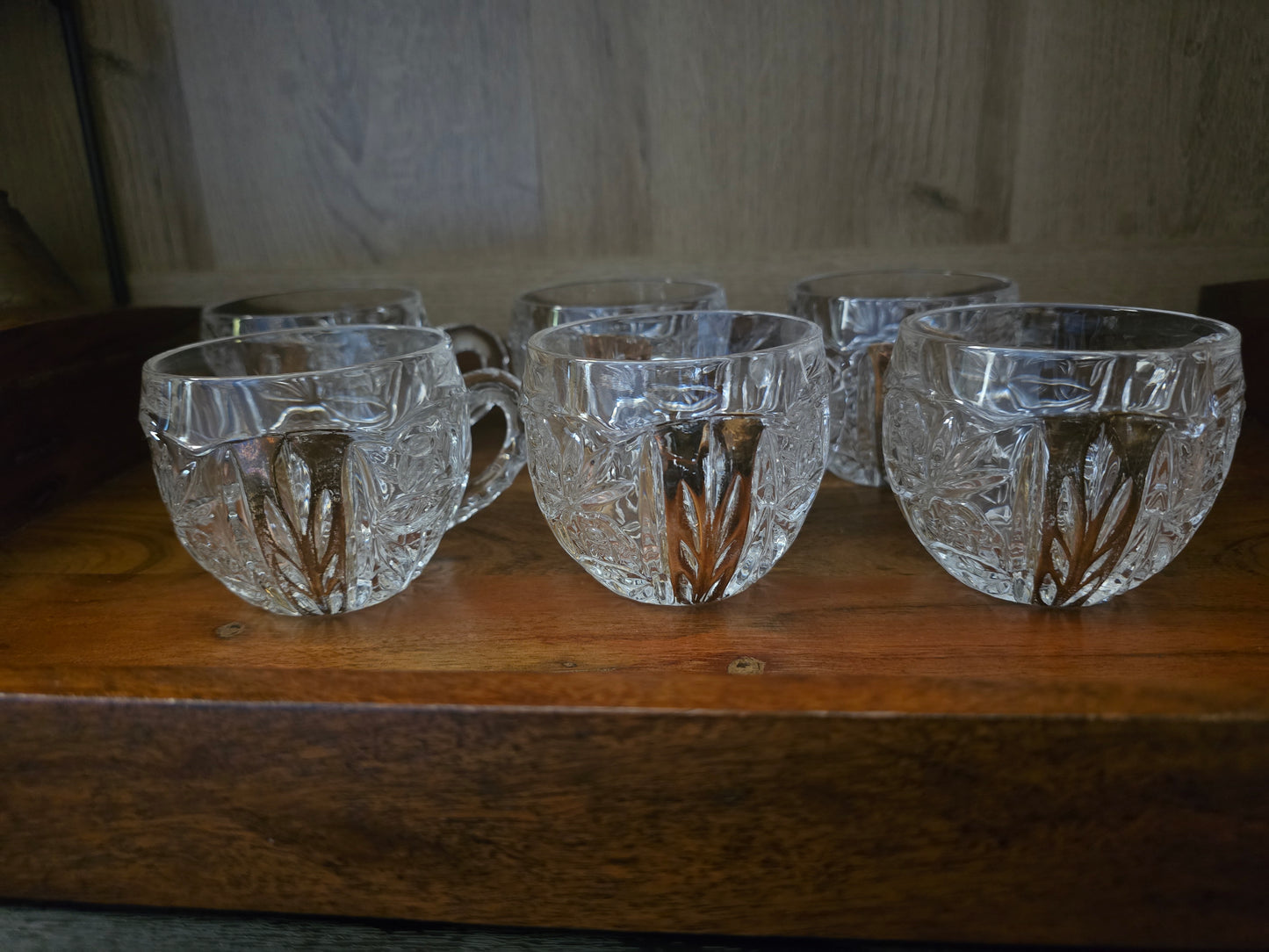 Vintage 8-Pc Anna Hutte Germany "Rosaline" 24% Lead Crystal Punch Bowl & 6 Cups