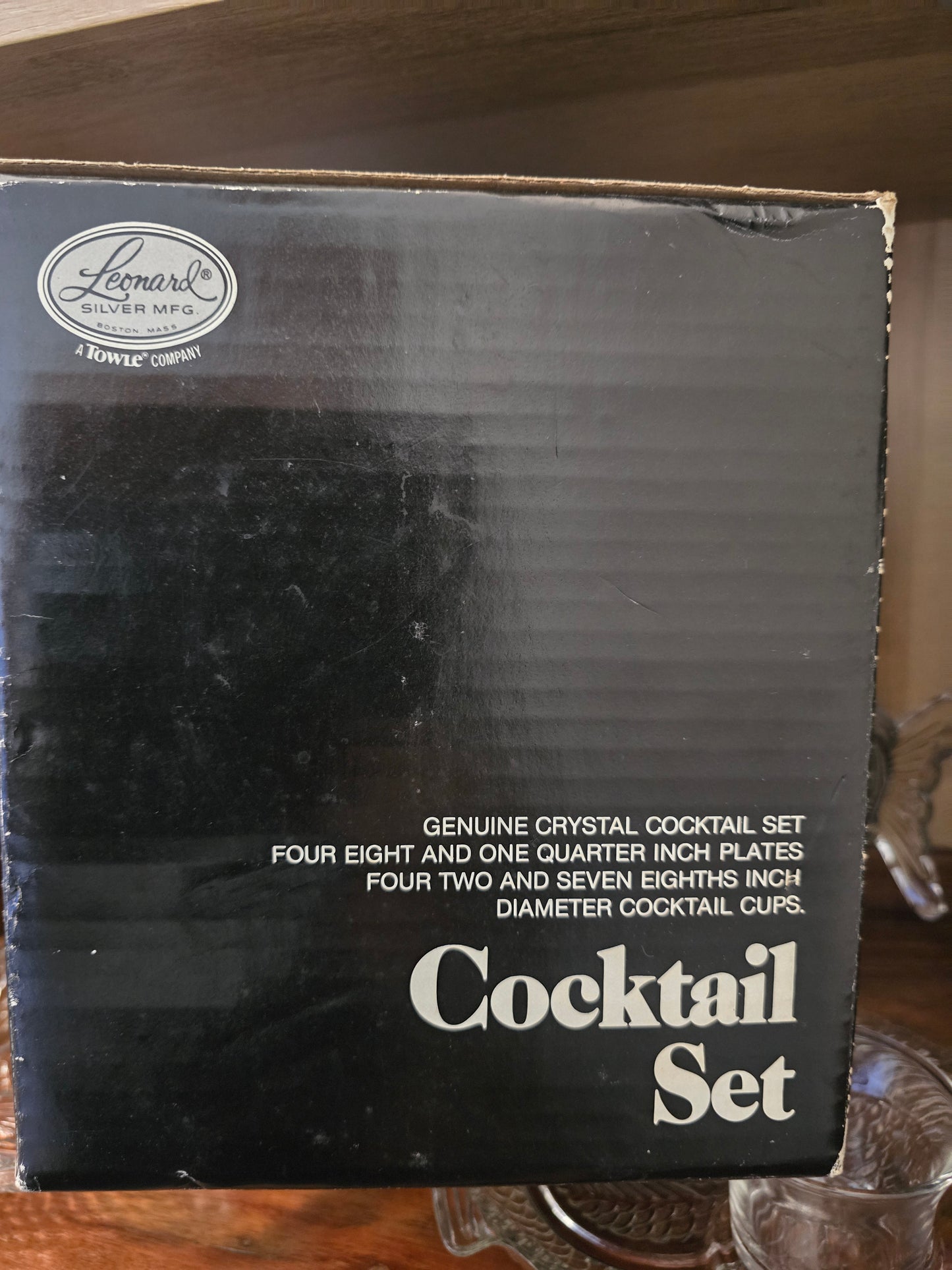 Vintage Leonard Silver mfg. Seafood Cocktail Set, crystal, vintage 1980s, 8 Piece