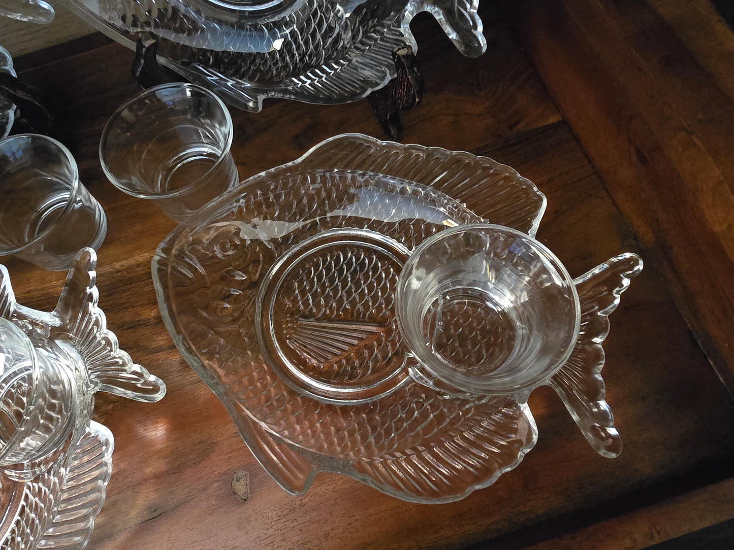 Vintage Leonard Silver mfg. Seafood Cocktail Set, crystal, vintage 1980s, 8 Piece