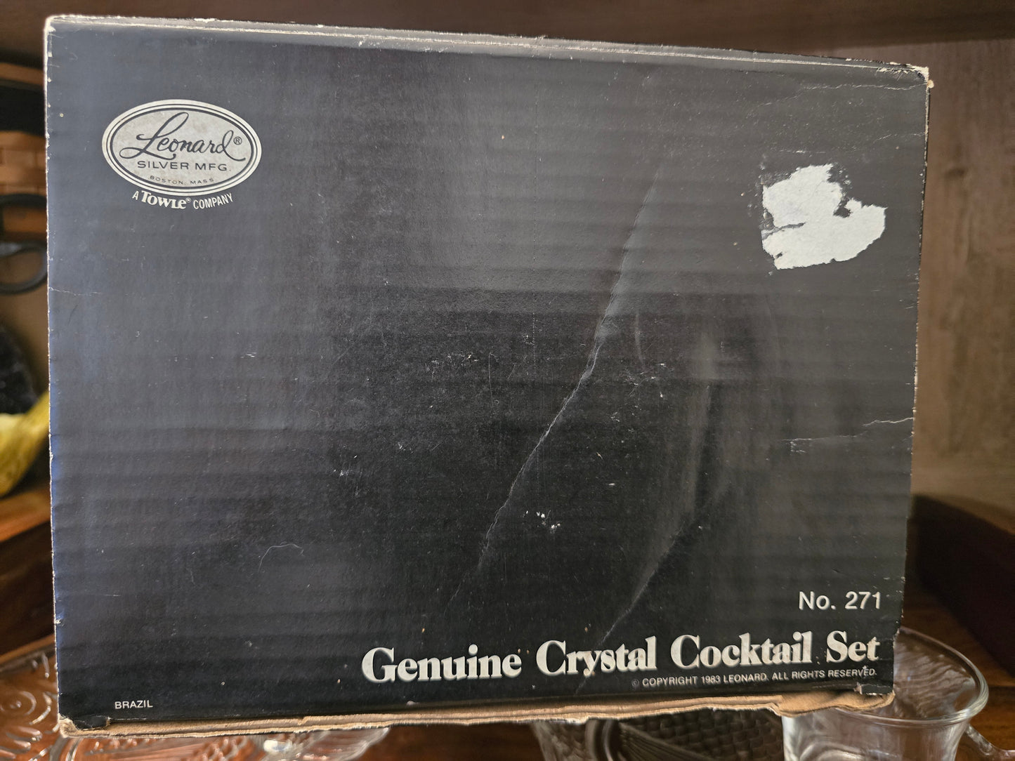 Vintage Leonard Silver mfg. Seafood Cocktail Set, crystal, vintage 1980s, 8 Piece