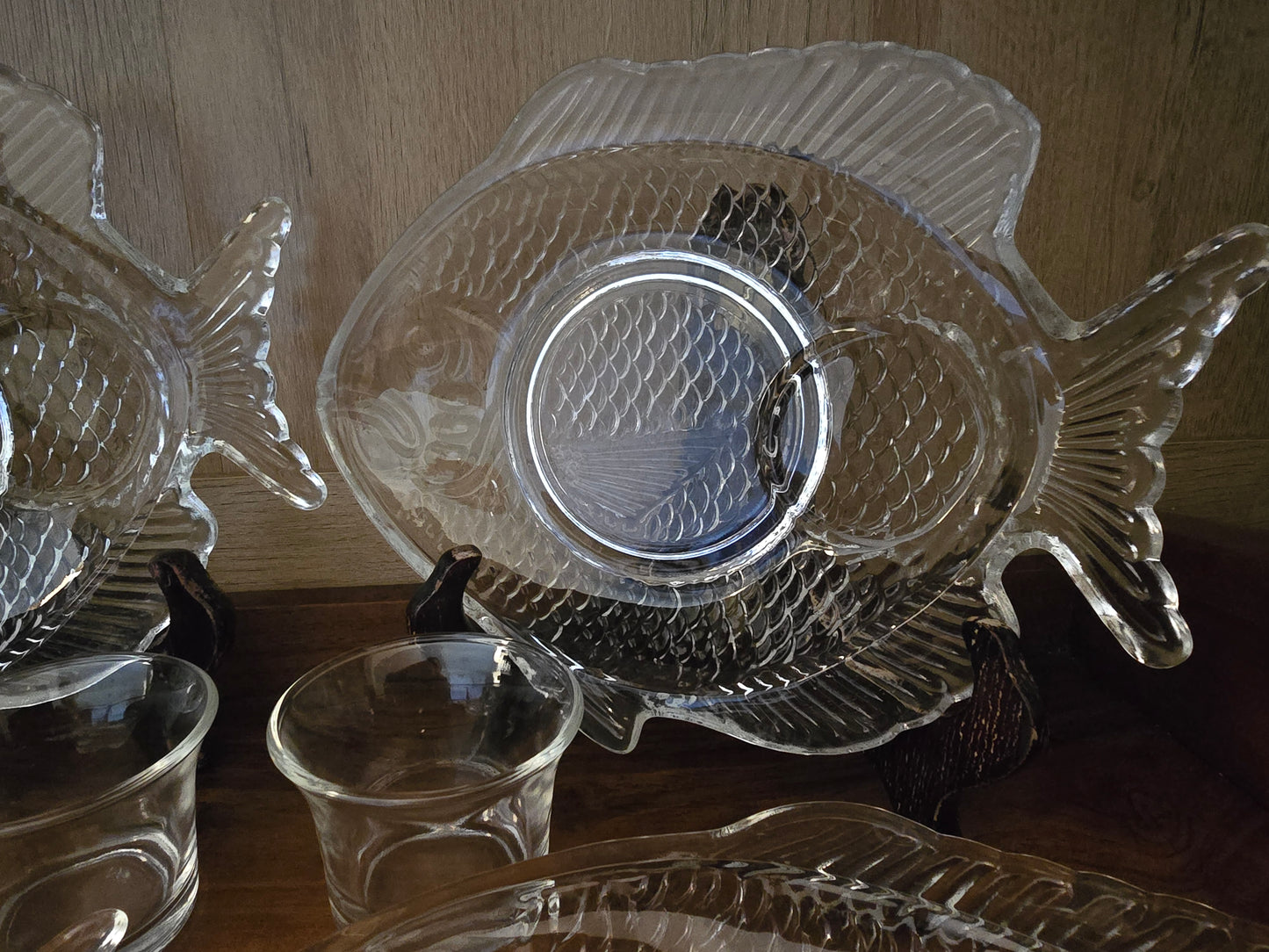 Vintage Leonard Silver mfg. Seafood Cocktail Set, crystal, vintage 1980s, 8 Piece