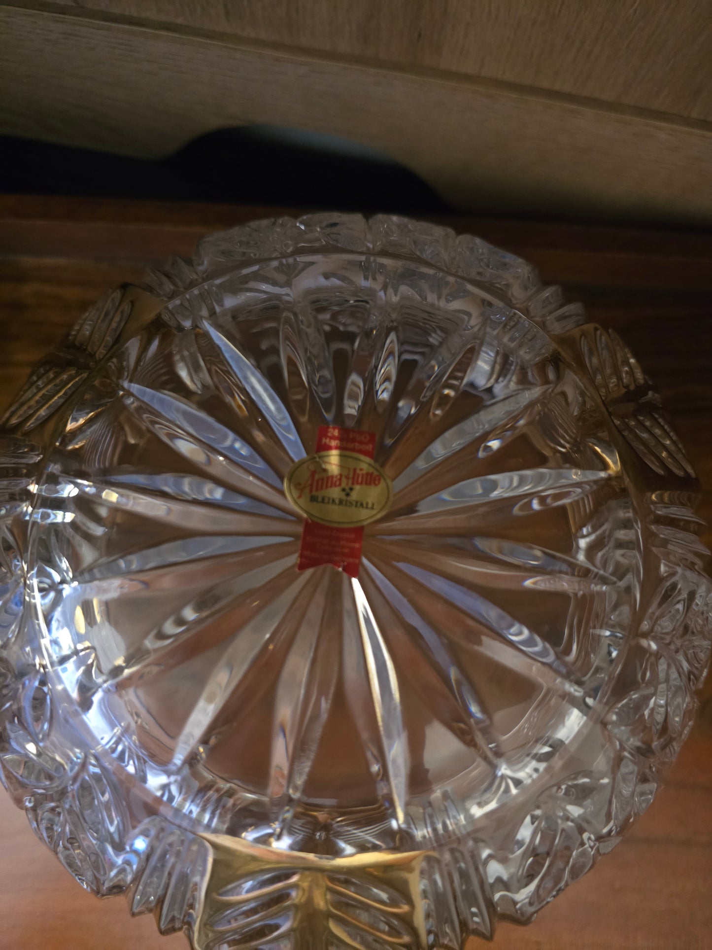 Vintage 8-Pc Anna Hutte Germany "Rosaline" 24% Lead Crystal Punch Bowl & 6 Cups