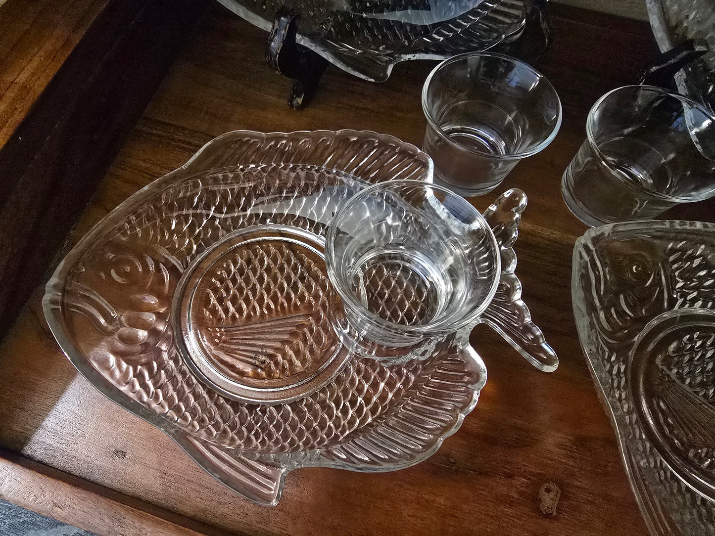 Vintage Leonard Silver mfg. Seafood Cocktail Set, crystal, vintage 1980s, 8 Piece