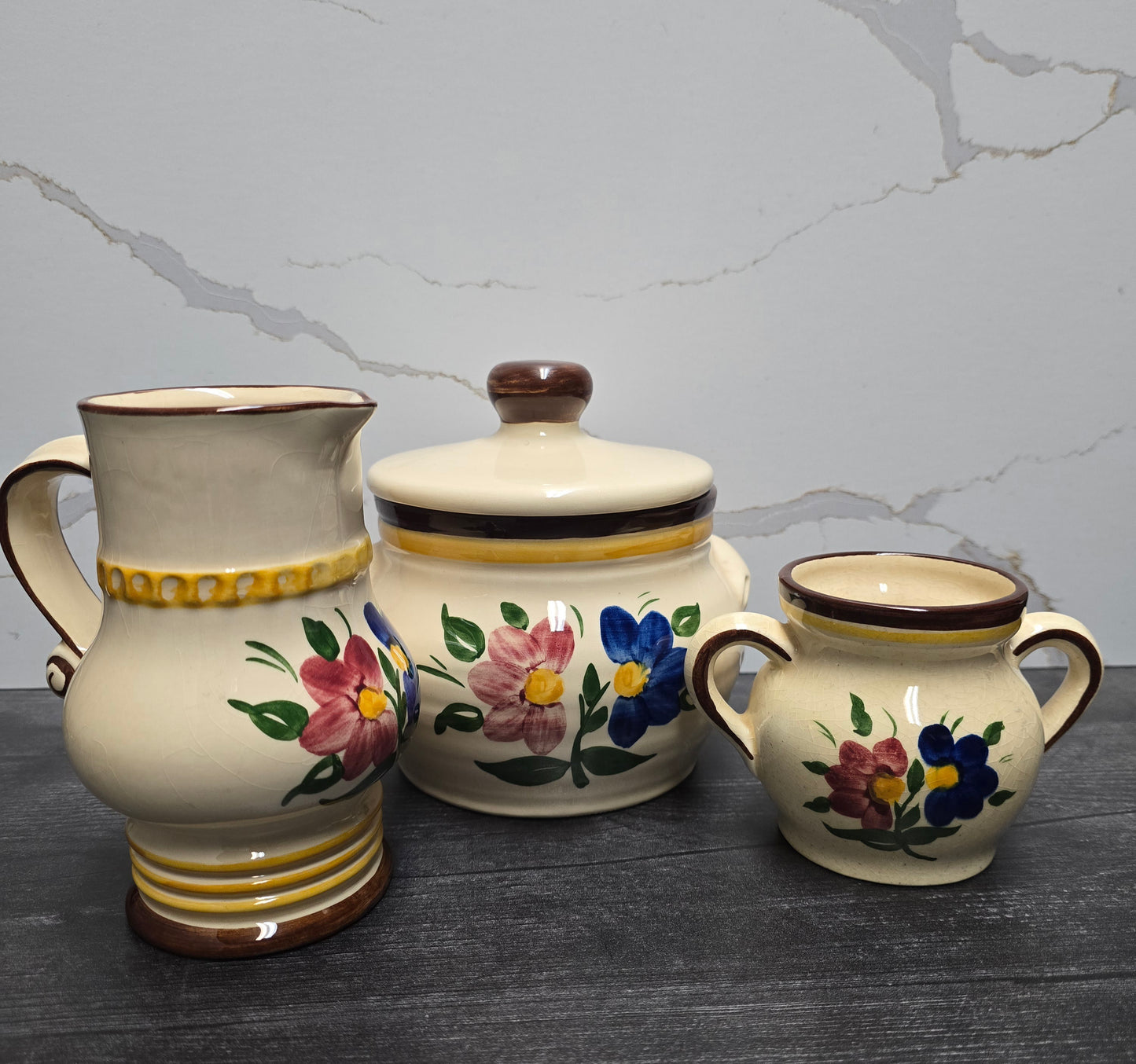Goebel Rare Vintage 1968 Floral Tegernsee 3 Piece Collection, Made in West Germany