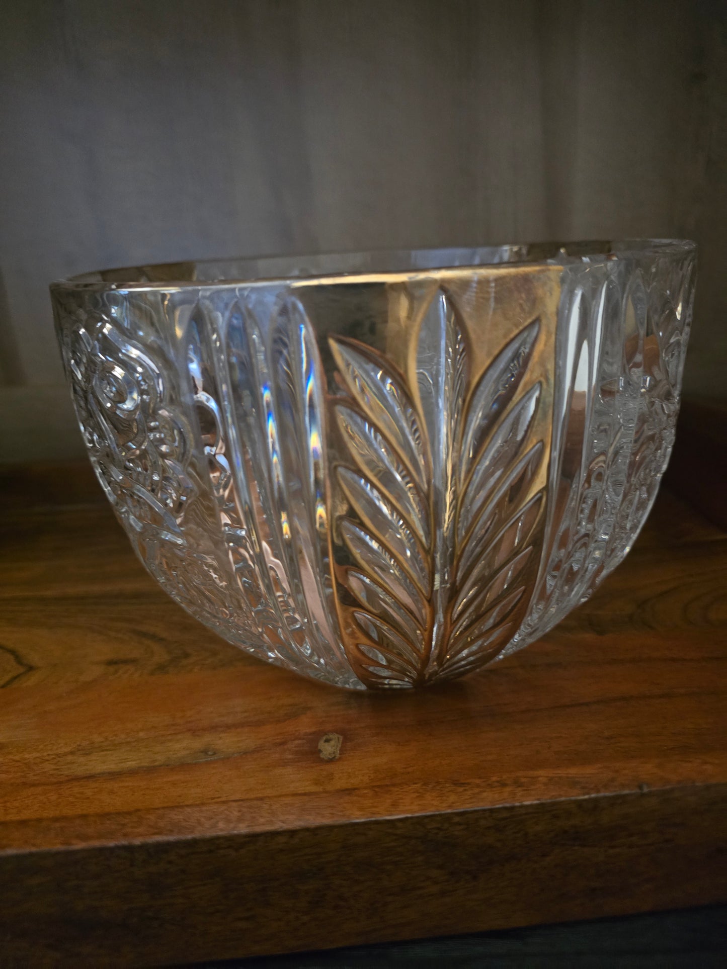 Vintage 8-Pc Anna Hutte Germany "Rosaline" 24% Lead Crystal Punch Bowl & 6 Cups