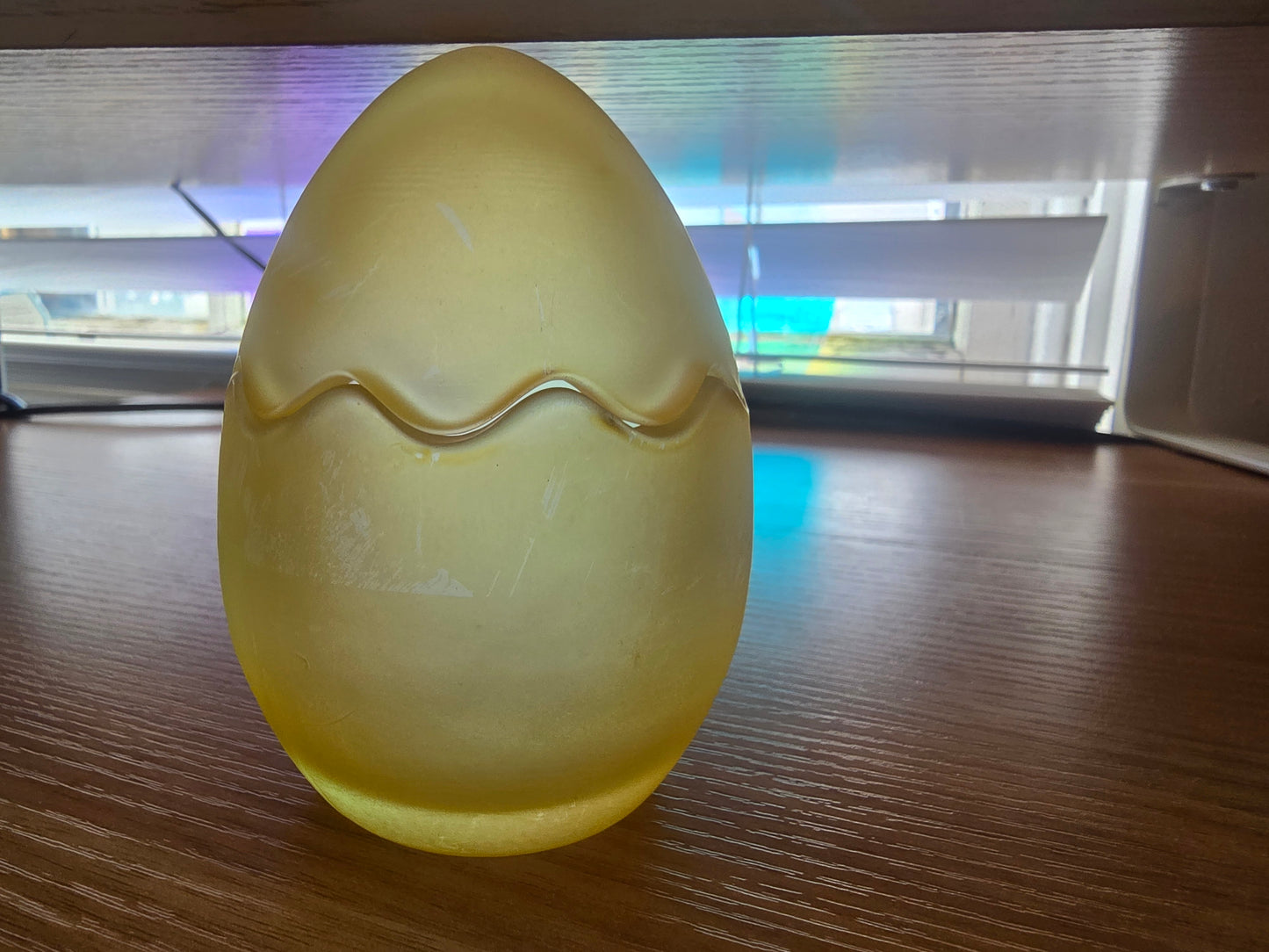 Frosted Easter Eggs Pastel Glass Trinket Box, Yellow