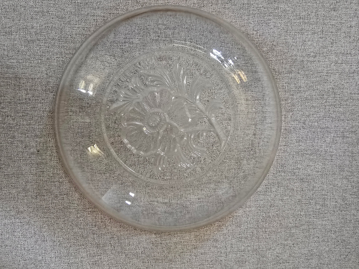 Vintage, Etched Glass, Gold Rim, Serving Bowl