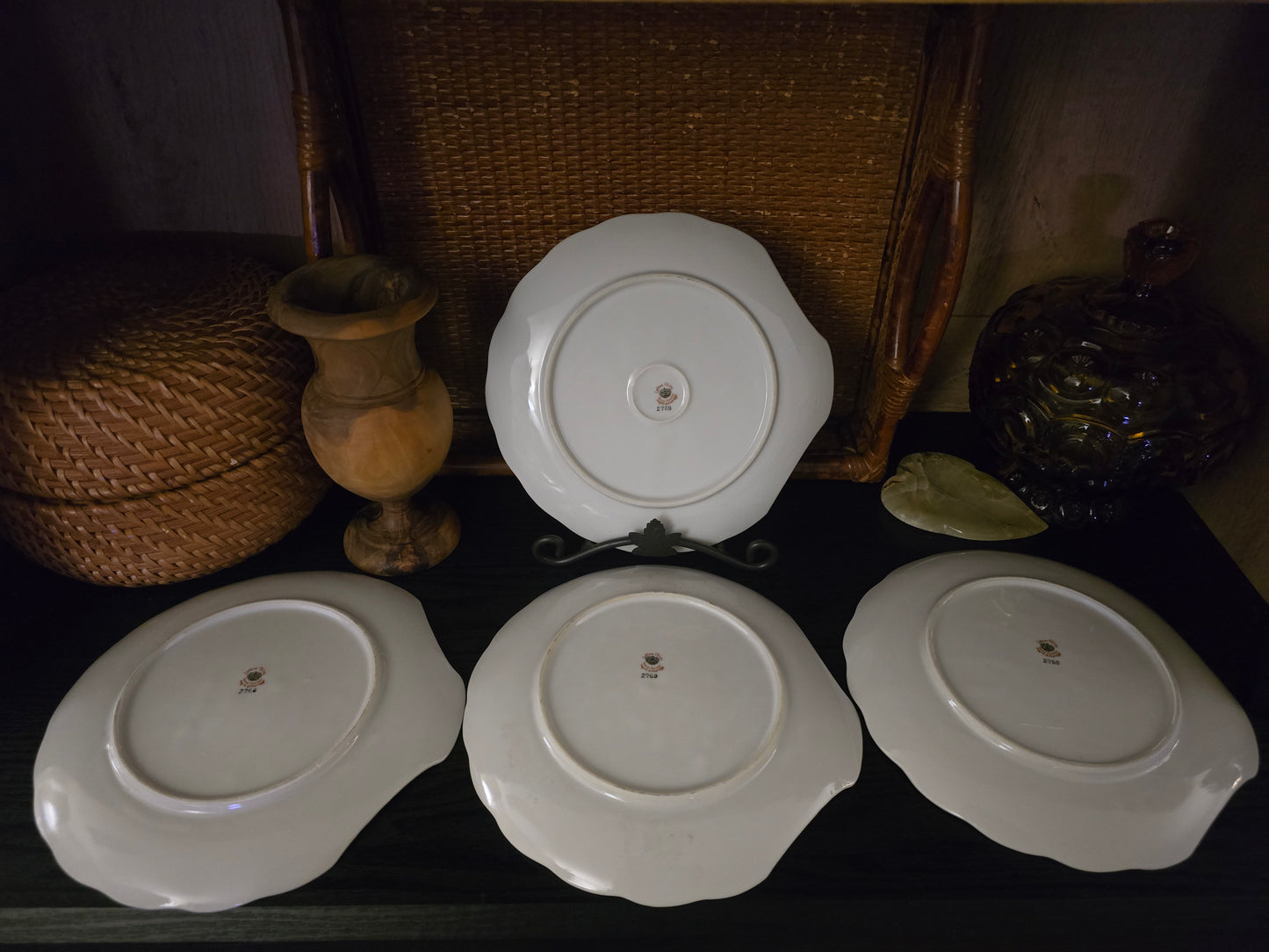 Vintage, Lefton China, Gold Wheat, 4 Piece Luncheon Snack Plate