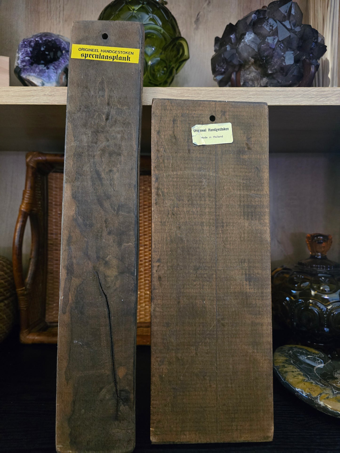 Vintage Wood, Hand Carved Speculaasplank, made in Holland, set of 2