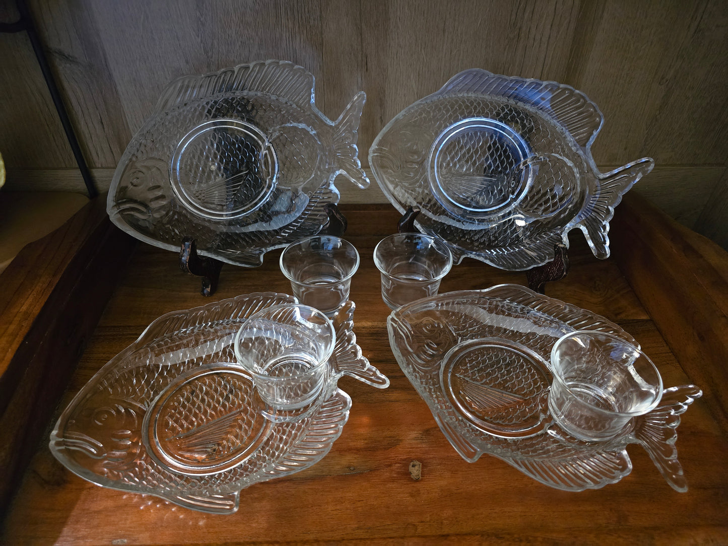 Vintage Leonard Silver mfg. Seafood Cocktail Set, crystal, vintage 1980s, 8 Piece