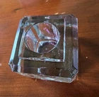 Vintage Clear Glass Inkwell Heavy Cube Shape Beveled Edging Solid