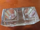 Antique Solid Clear Glass Double Hole Inkwell