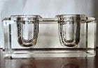 Antique Solid Clear Glass Double Hole Inkwell