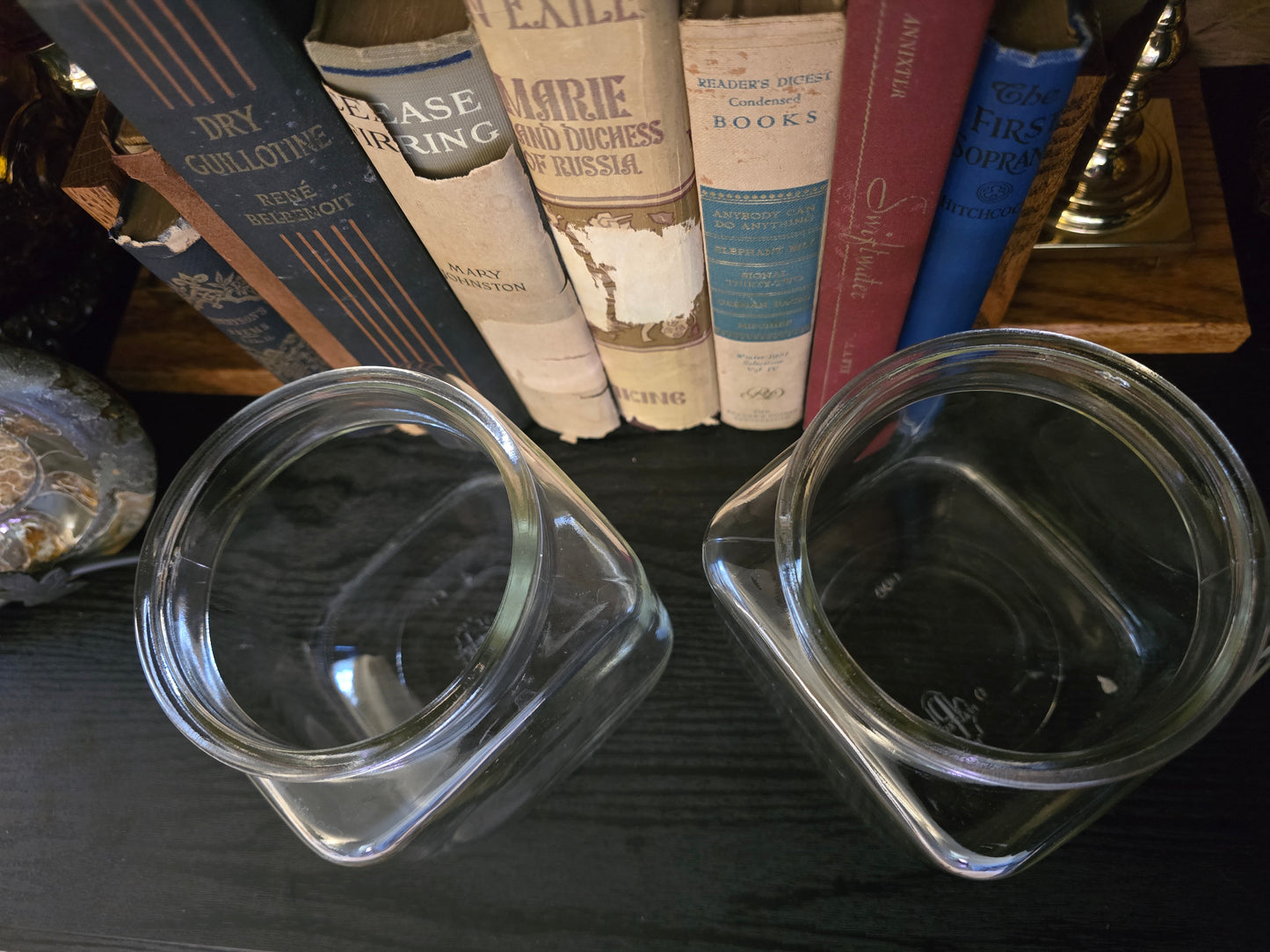 Pfaltzgraff Christmas Heritage Small Square Glass Canister with Lid, Set of 2
