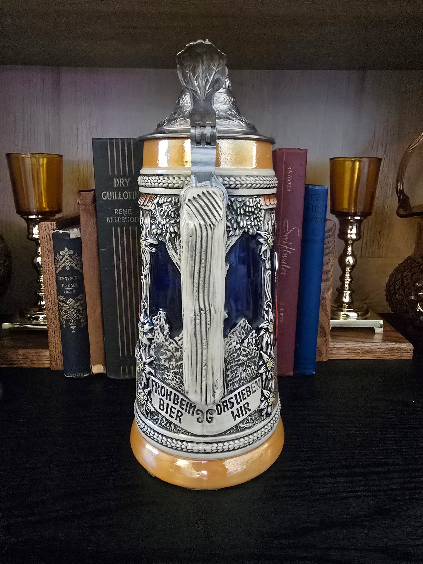 Vintage Gerzit W. German Beer Stein "Froh beim Bier Das lieben wir" 11"