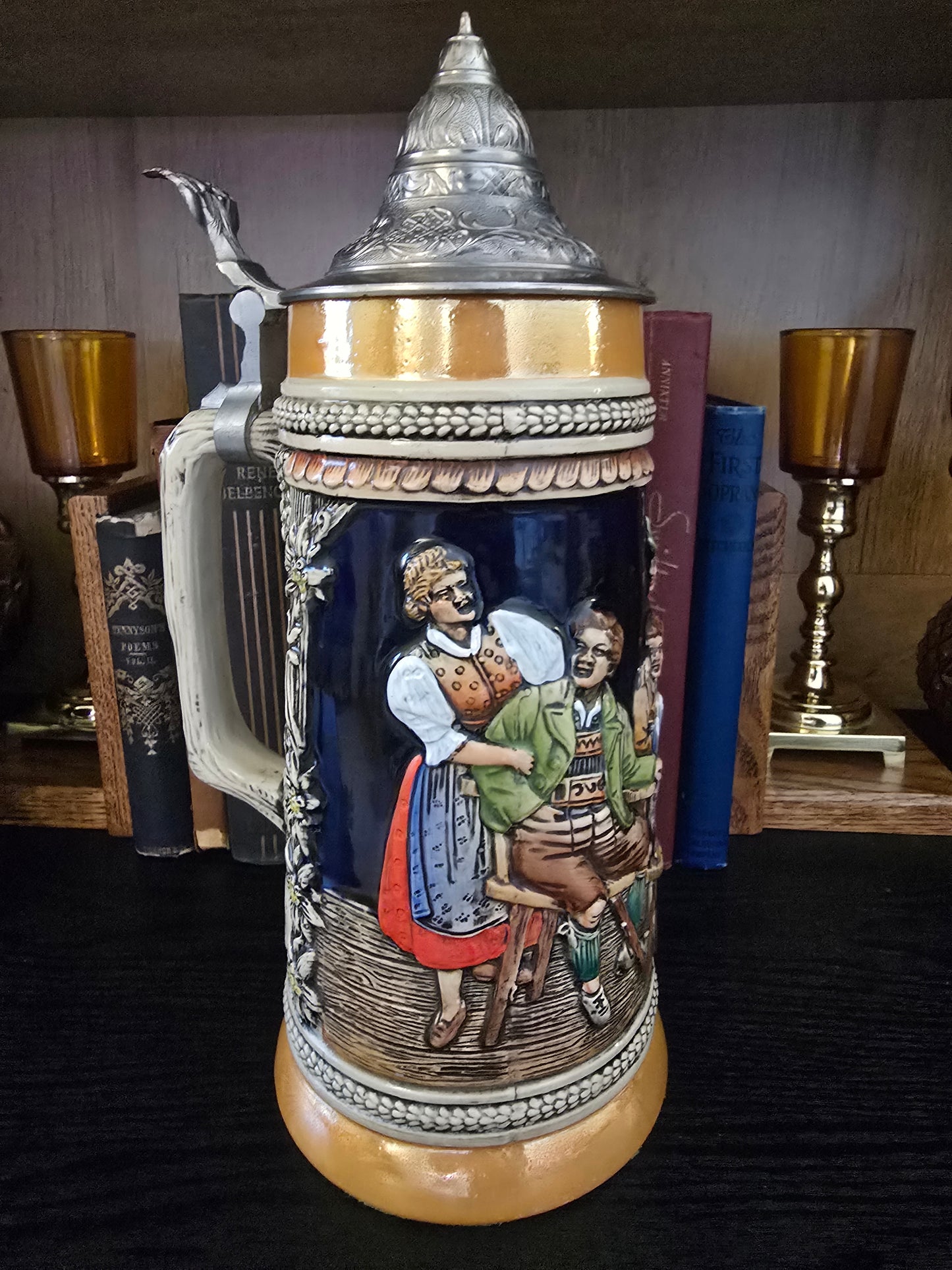 Vintage Gerzit W. German Beer Stein "Froh beim Bier Das lieben wir" 11"