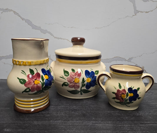 Goebel Rare Vintage 1968 Floral Tegernsee 3 Piece Collection, Made in West Germany