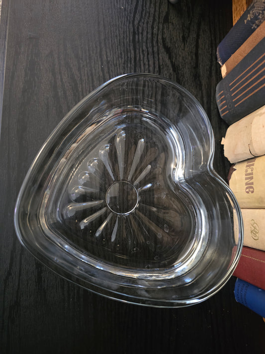 Libbey Heart Shaped Crystal Clear Pressed Glass Candy Dish