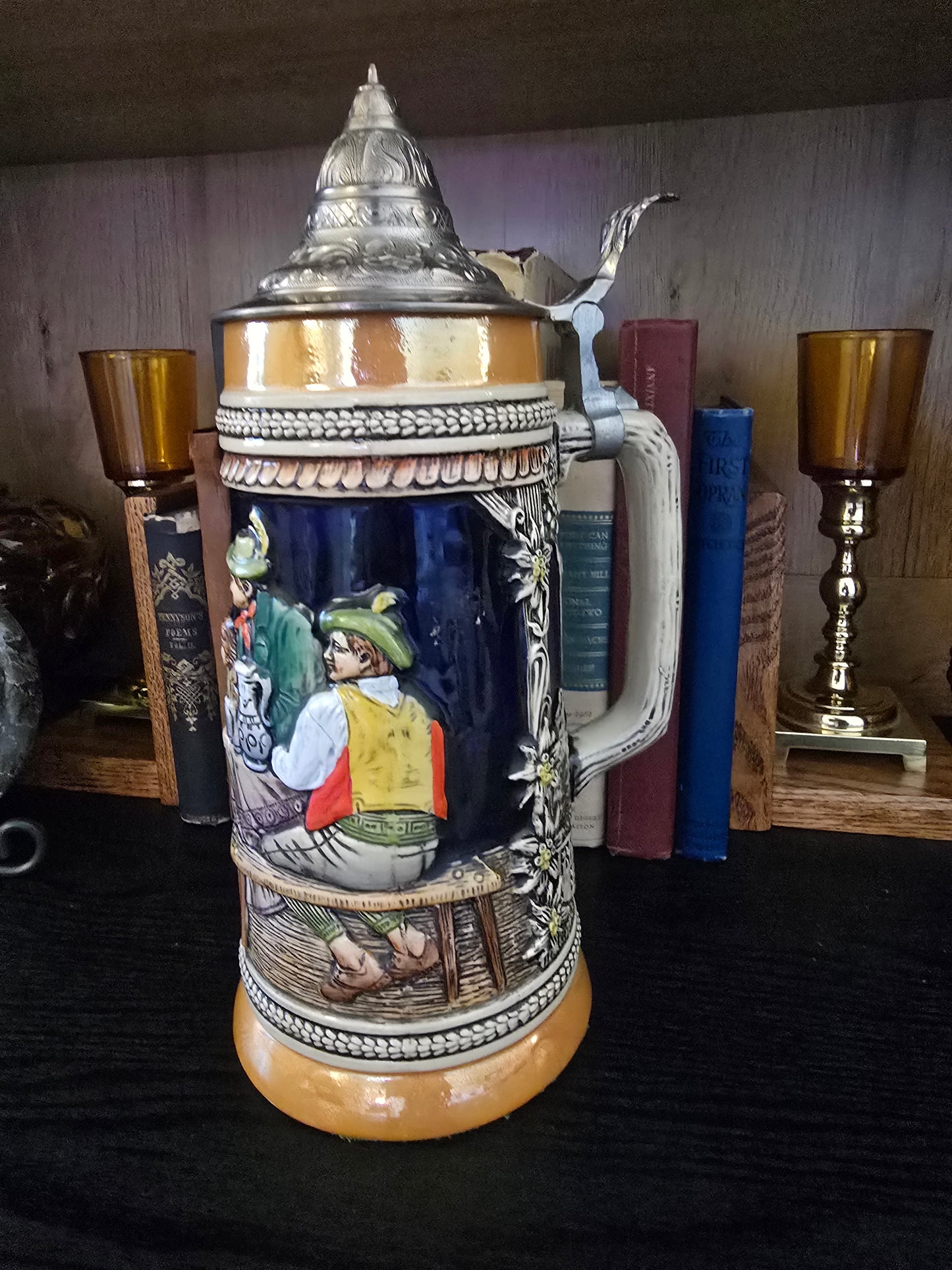 Vintage Gerzit W. German Beer Stein "Froh beim Bier Das lieben wir" 11"