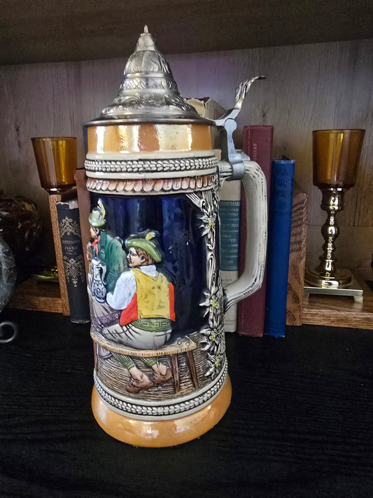 Vintage Gerzit W. German Beer Stein "Froh beim Bier Das lieben wir" 11"