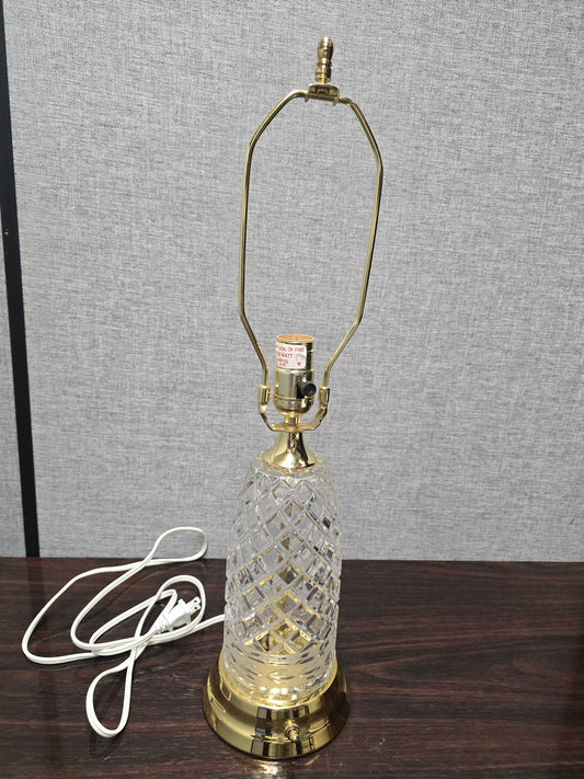 Vintage Cut Crystal Lamp Base - Made in Poland - 24% Lead Crystal and Brass. Base Lights Up. Antique Glass Lamp.