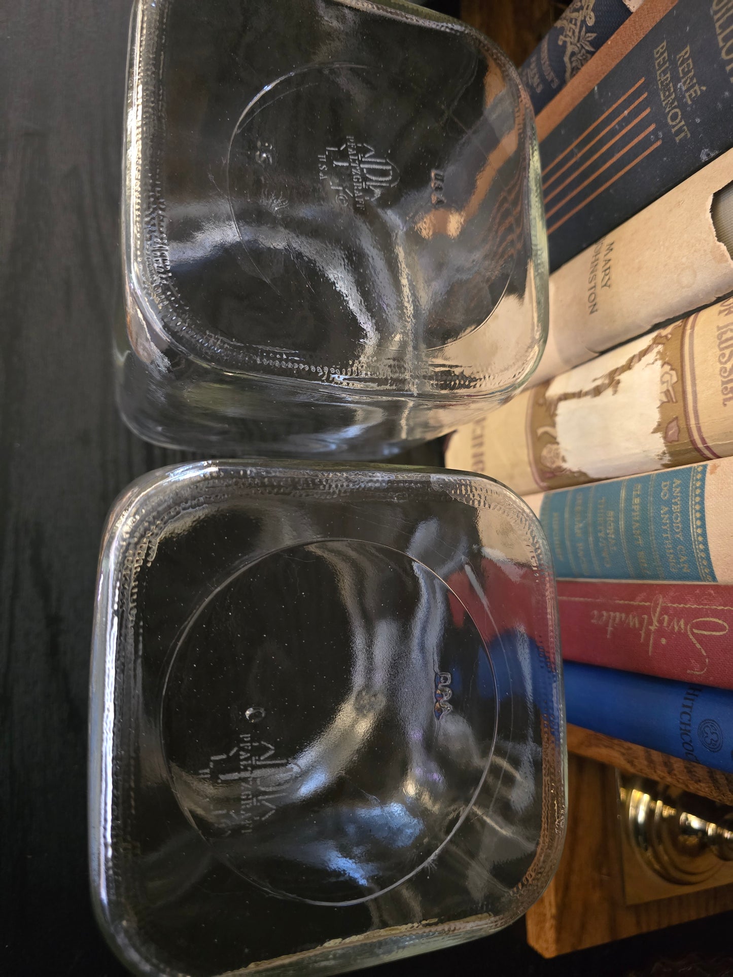 Pfaltzgraff Christmas Heritage Small Square Glass Canister with Lid, Set of 2